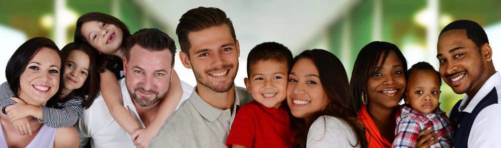 snapshot of three adults and a child in a health care setting