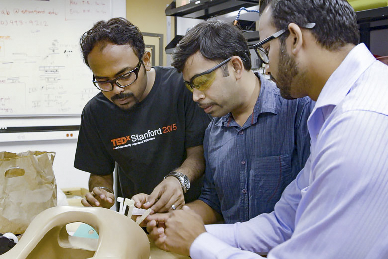 Stanford-India Biodesign fellows Debayan Saha, Shashi Ranjan and Harsh Sheth / Kurt Hickman
