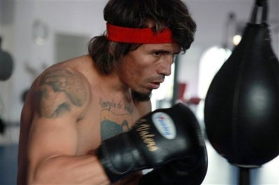 In this image released by Showtime, boxer Edwin Valero, of Venezuela, works out at Thai Champ Ringside Gym on Wednesday, Feb. 3, 2010, in Monterrey, Mexico. Valero will defend his WBC lightweight title on Saturday in Monterrey against Antonio DeMarco,of Mexico (AP).