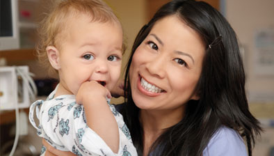 Stanford Children's Health Pulmonary Team member with patient