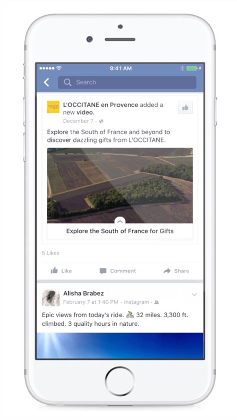 मोबाइल पर L'Occitane से Facebook वीडियो विज्ञापन उदाहरण