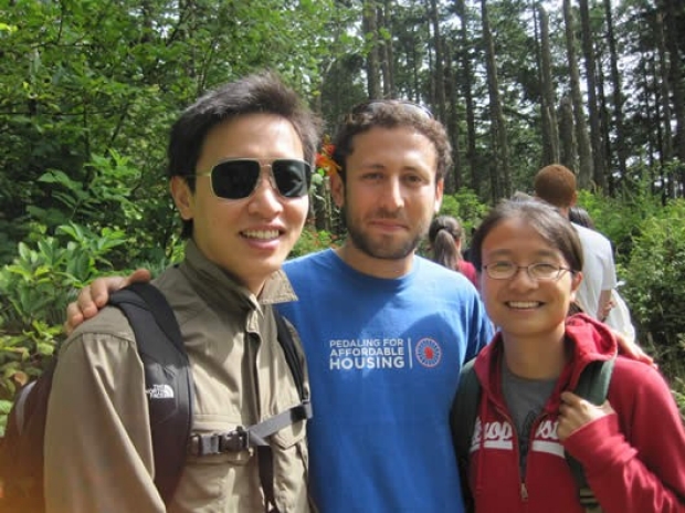 James Chen, Jake Rosenberg and Sunny Lou on a hike