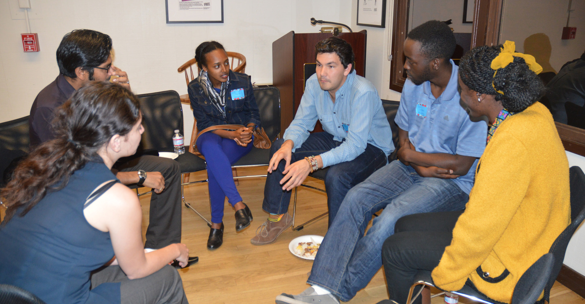Faculty and students gather in groups on October 30, 2014 to reflect on their ti