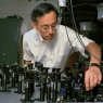 Steven Chu, professor of physics, in laser lab.