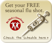 Advertisement for free flu shots available on campus