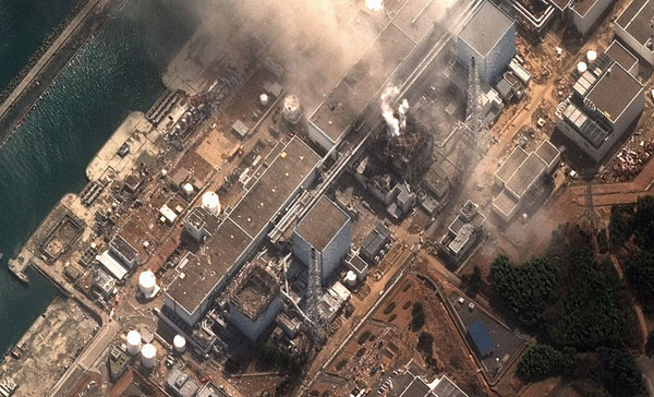 Satellite image of damage at the Fukushima Daiichi Nuclear Power Plant in Japan following the March 11, 2011, earthquake and tsunami.
