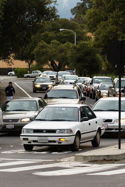 Commuter traffic on the Stanford campus