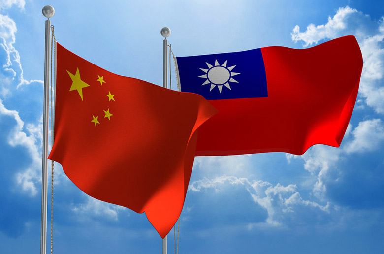 Taiwanese and Chinese flags