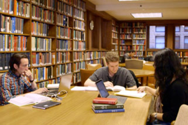 Students studying around a table