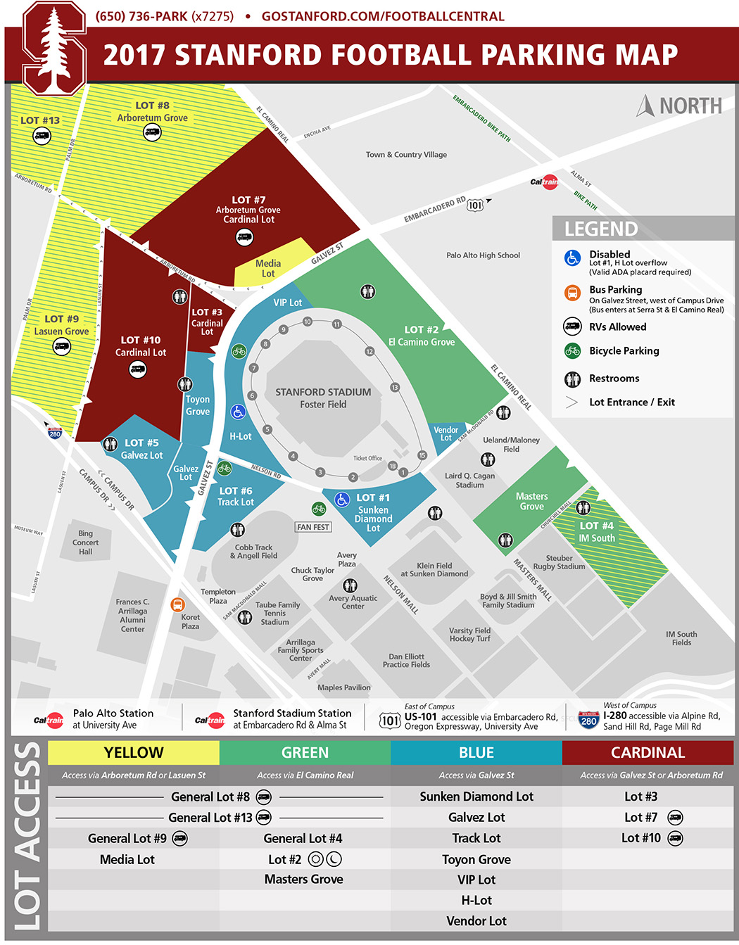 2015-16 Stanford Football Parking Map 