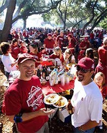 photo of people at a picnic wearing Stanford apparel