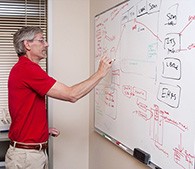 photo of Dave Bunger writing on whiteboard