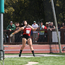 Christina Medina competes in the Women's Collegiate Discus Throw (ALISA ROYER/TheStanfordDaily)
