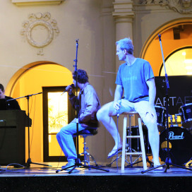 The Stanford-grown band Den of Thieves performs at Art After Dark last Friday night. (NICK SALAZAR/The Stanford Daily)