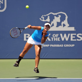 Stanford junior Kristie Ahn combined with fellow junior Nicole Gibbs to win both their doubles matches last weekend. (SIMON WARBY/Stanford Daily File Photo)