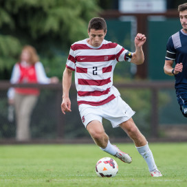 Stanford midfielder JJ Koval (left) was selected ninth in the MLS SuperDraft on Thursday, joining former Cardinal teammate Adam Jahn with the San Jose Earthquakes. (JIM SHORIN/StanfordPhoto.com)