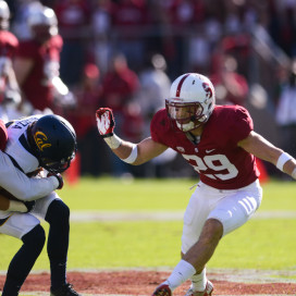 Senior free safety Ed Reynolds (left) announced on Tuesday that he would enter the 2014 NFL Draft. (SAM GIRVIN/The Stanford Daily)