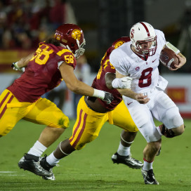 Senior quarterback Kevin Hogan (8) will look to beat USC for the first time as a starting quarterback. (DAVID BERNAL/isiphotos.com)