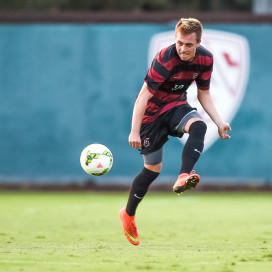 In scoring the game-winning goal, freshman midfielder Corey Baird (above) recorded his first-ever goal in a Stanford uniform. (JIM SHORIN/stanfordphoto.com)