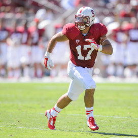 Fifth-year senior linebacker A.J. Tarpley (17) is the unquestioned leader of the Card's linebacking corps, a group that has been key to the defensive unit's success over the past several campaigns. (The Stanford Daily)