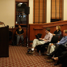 The Stanford Arts Institute kicked off a new year-long initiative called "Imagining the Universe" by inviting Princeton creative writing professor Tracy Smith to the stage. Smith read excerpts from her Pulitzer-prize winning poetry collection "Life on Mars."
(KRISTEN STIPANOV/The Stanford Daily)