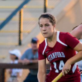 Senior Alex McCawley (above) leads the team in goals, with 14, and points, with 32. She will look to lead the Cardinal to their first program victory in the NCAA Tournament on Saturday. (NATHAN STAFFA/The Stanford Daily)