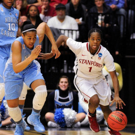 Sophomore guard Lili Thompson (right)