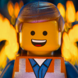 LEGOÂ® minifigure Emmet (voiced by CHRIS PRATT) in the 3D computer animated adventure "The LEGOÂ® Movie," from Warner Bros. Pictures, Village Roadshow Pictures and Lego System A/S. A Warner Bros. Pictures release.