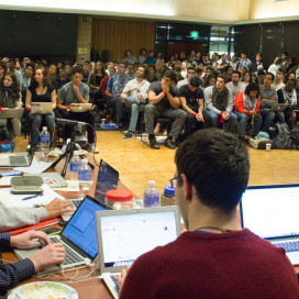 Tuesday's meeting saw over 400 people pack into the Oak Room in Tresidder.
(NICK SALAZAAR/The Stanford Daily)