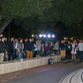 ANDREA LIM/The Stanford Daily
"Everyone here tonight is showing that hate and prejudice do not belong on this campus. I hope we can follow this gathering with communication, education, and with action to make this school a better place for all of its students," said attendee Julia Daniel '17 to the crowd.