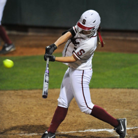 Junior slugger Kayla Bonstrom will look to continue her remarkable season as Stanford heads to Washington for a three-game series. Bonstrom currently leads the team by with 42 RBIs to go along with a .476 batting average. (ZETONG LI/The Stanford Daily)