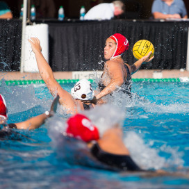 Junior diver Maggie Steffens (above right) scored 4 goals in Stanford's 9-8 victory over USC in the NCAA semifinals. The team will face UCLA in the championship game as it looks to win its fourth NCAA tournament in five years.