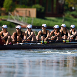 The women's lightweight rowing team won the IRA National Championship on Sunday, sweeping the varsity eight and varsity four. The program has won five of the last six national titles in the sport. (RICHARD C. ERSTED/stanfordphoto.com)