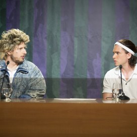 Andy Sandberg and Kit Harrington star in HBO's "7 Days in Hell." (John P. Fleenor, HBO)