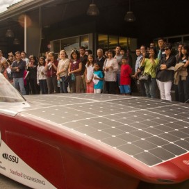 On July 10, Stanford Solar Car unveiled their new car, Arctan. (Courtesy of Stanford Solar Car)