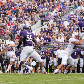 Perhaps one high of the otherwise disappointing game against Northwestern was the performance of Conrad Ukropina (34), who was 2-of-2 on field goals. The senior was named the starting kicker for the Cardinal this season after the graduation of Jordan Williamson. (BOB DREBIN/isiphotos.com)