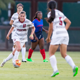 August 14, 2015, Stanford, CA:  Stanford Cardinal vs Fresno State Bull Dogs in an exhibition game at at Laird Q. Cagan Stadium. Stanford beat Fresno State 3-0.