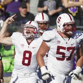 Senior Johnny Caspers (right) has been named the Cardinal's starting right guard ahead of the team's first game against Northwestern. (STEPHEN BRASHEAR/isiphoto.com)