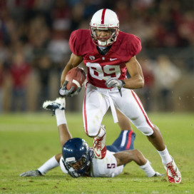 STANFORD, CA - November 6, 2010:  Doug Balwin runs with the ball during a 42-17 Stanford win over the University of Arizona, in Stanford, California.