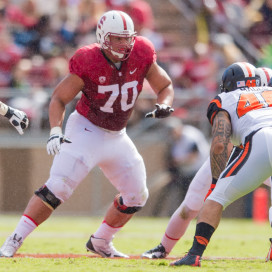 STANFORD, CA - OCTOBER 25, 2014:  Andrus Peat during Stanford's game against Oregon State. The Cardinal defeated the Beavers 38-14.