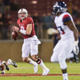 Fifth-year senior quarterback Kevin Hogan (left), who has accumulated 1,155 passing yards to go along with 9 passing touchdowns, will look to lead Stanford to its fifth straight victory. (SAM GIRVIN/The Stanford Daily)