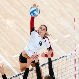 Senior outside hitter Brittany Howard (above) comes in at second on the team in kills (158) behind freshman Hayley Hodson. Most notably, Howard notched her 1,000 career kill against Arizona State two weeks ago. (DON FERIA/stanfordphoto.com)