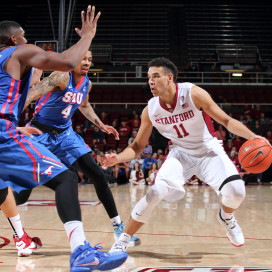 In a tough 14-point loss to No. 8 Villanova, the performance of Dorian Pickens (right) was a highlight for the Cardinal, as the sophomore recorded his first career double-double with 11 points and 10 rebounds. (BOB DREBIN/isiphotos.com)