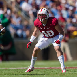 Fifth-year senior outside linebacker Kevin Anderson (right) will make his third start since returning from injury. Anderson looks to bolster a pass rush that is 11th in the Pac-12 with 17 sacks on the season. (TRI NGUYEN/The Stanford Daily)