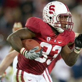 STANFORD, CA - November 6, 2010:  Stefan Taylor runs for yardage during a 42-17 Stanford win over the University of Arizona, in Stanford, California.