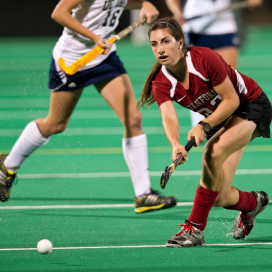 Senior midfielder Maddie Secco (right) leads the Cardinal in both goals (6) and assists (12). During the Cardinal's four game winning streak, Secco has recorded 2 goals and 2 assists (DAVID BERNAL/isiphotos.com)