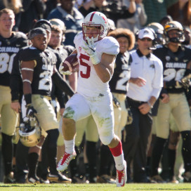 In the first game of his collegiate career in front of his hometown Colorado crowd, sophomore Christian McCaffrey (above) had 220 all-purpose yards to complement a shocking passing touchdown in the fourth quarter as No. 9 Stanford cruised past Colorado, 42-10.  (DON FERIA/isiphotos.com)