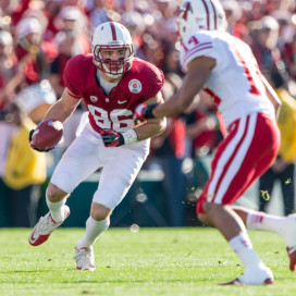 PASADENA, CA - JANUARY 1, 2013: Zach Ertz during the 99th Rose Bowl Game against Wisconsin. The Cardinal defeated the Badgers 20-14.