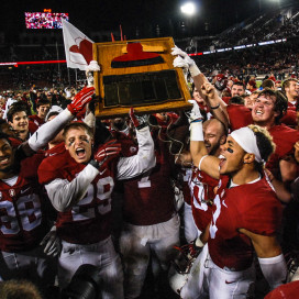 The Cardinal's 35-22 win in the 118th Big Game on Saturday meant that Stanford football's class of 2016 (above) will become the 13th senior class in program history to graduate never having lost to Cal. The win marked Stanford's sixth straight in the series. (SAM GIRVIN/The Stanford Daily)