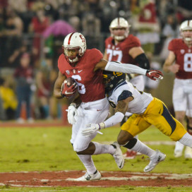 After a 35-22 win over Cal this past Saturday, Stanford rose from No. 11 to No. 9 in the College Football Playoff rankings, giving fans hope that if enough chaos in other conferences happens, the Cardinal, despite being a two-loss team, can secure one of the four coveted spots in the Playoff. (KEVIN HSU/The Stanford Daily)